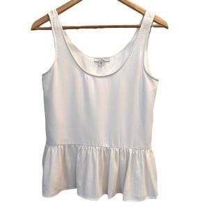 Halston Sleeveless Peplum Style Scoop Neck Crop White Lined Blouse XS